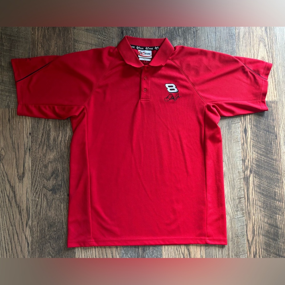 Vintage Chase Dale Earnhardt Jr Polo Sz Large Nascar #8 Budweiser Red‎ Racing